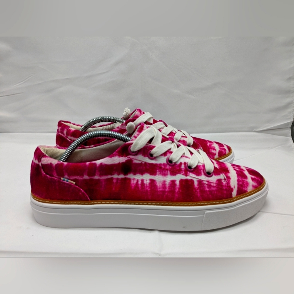 Pink tie dye toms slip ons